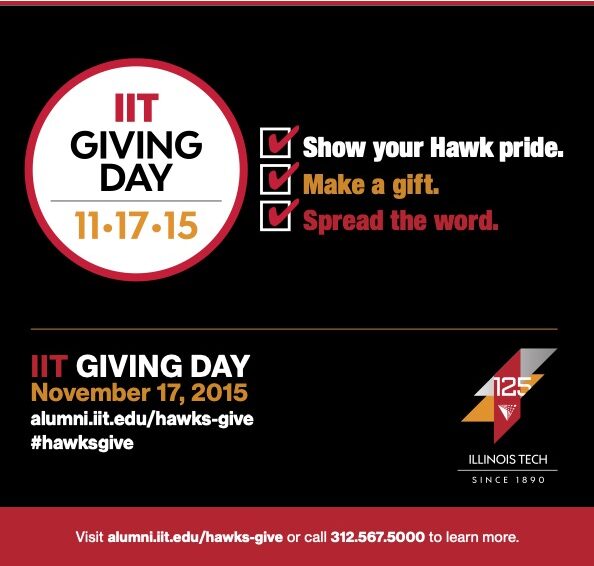 Image of a print ad for Illinois Tech's first Giving Day Campaign in 2015.