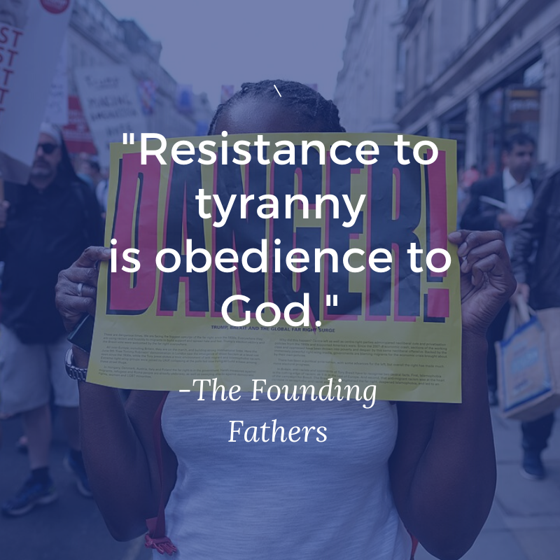Chicago Theological Seminary Motivation Monday social media post featuring the quote, "Resistance to tyranny is obedience to God," attributed to the Founding Fathers.