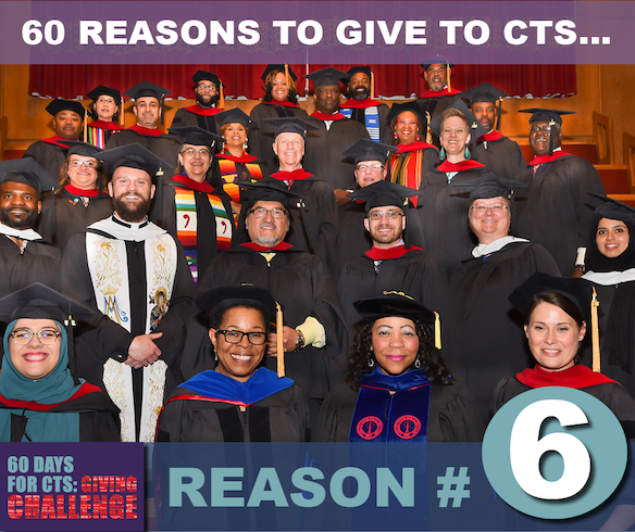 60 Reasons to Give to CTS social graphic showing the Seminary's graduating ministers and social workers.