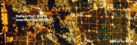 JPEG image of section of an aerial nighttime photo of the Dallas-Fort Worth metro area by NASA, courtesy of the public domain and Wikimedia Commons. Link: https://commons.wikimedia.org/wiki/File:Dallas_Metropolitan_Area_at_Night.jpg