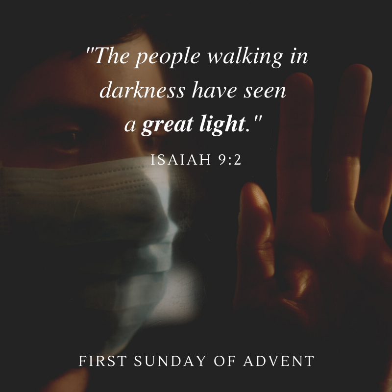 JPEG image of Canva social graphic created for a Chicago Theological Seminary social post celebrating the first Sunday of Advent with the following quote from the Book of Isaiah, chapter 9, verses 2: "Come to me, all you who labor and are burdened, and I will give you rest."