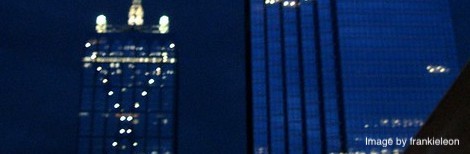 JPEG image of section of "Night in Blue," a photo of Dallas skyscrapers at night by frankieleon, courtesy of Flickr Creative Commons. Link: https://www.flickr.com/photos/armydre2008/3898546868/in/photolist-oynN69-aSUu7F-6Wv5aj